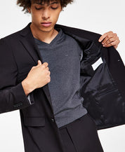 Calvin Klein Men's Skinny-Fit Infinite Stretch Black Suit Jacket 44R Two Button