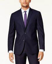 Kenneth Cole Reaction Navy Shadow Check Slim-Fit Suit Jacket 40L / 2 Button