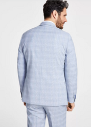 Alfani Mens Slim fit Suit Jacket Blazer 40 S Light Blue Plaid Stretch