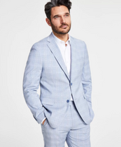 ALFANI Men's Slim-Fit Stretch Suit Jacket 44L Blue Plaid