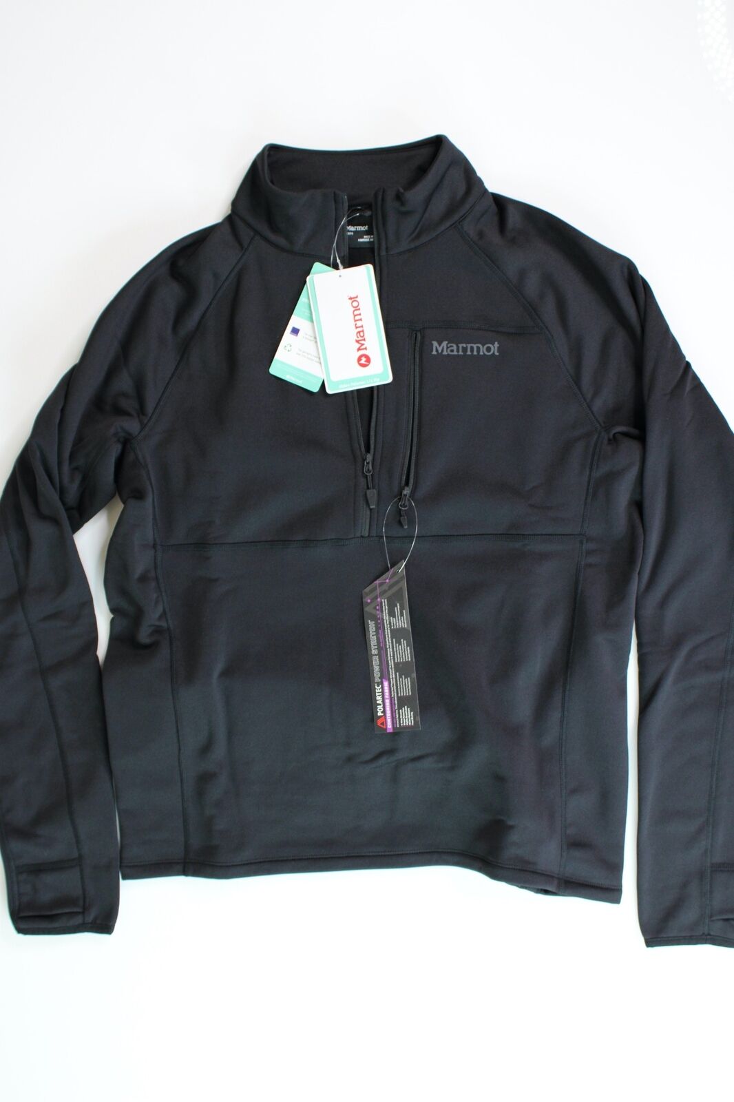 MARMOT Mens Olden Polartec 1/2 Zip Pullover Jacket Large Black