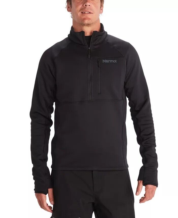 MARMOT Mens Olden Polartec 1/2 Zip Pullover Jacket XL Black