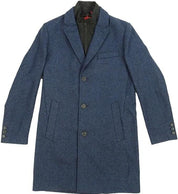 Hugo Boss Mens Milogan Wool Blend Textured Slim Fit Over Coat 36R Blue