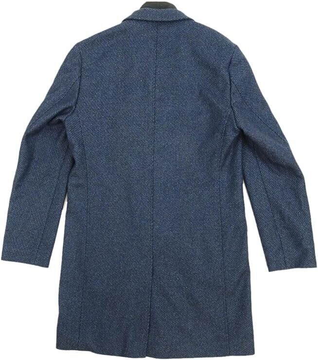 Hugo Boss Mens Milogan Wool Blend Textured Slim Fit Over Coat 36R Blue