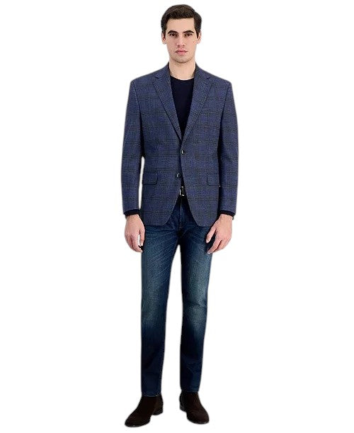 Michael Kors Mens Classic fit Sport Coat Blazer 40 R Navy Blue Plaid