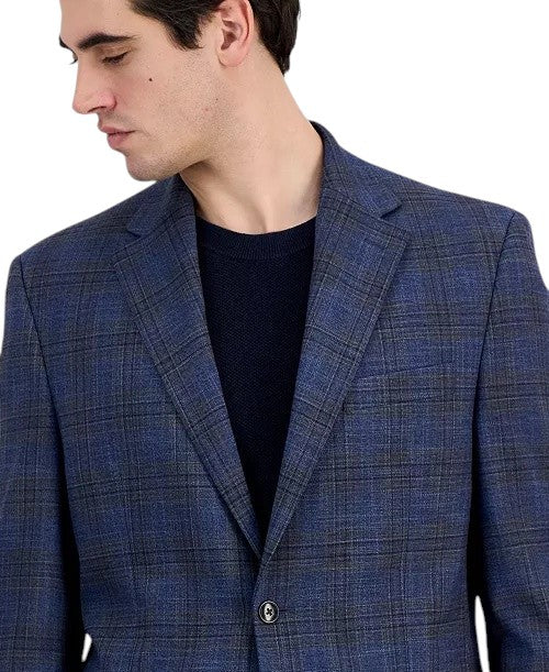 Michael Kors Mens Classic fit Sport Coat Blazer 40 R Navy Blue Plaid