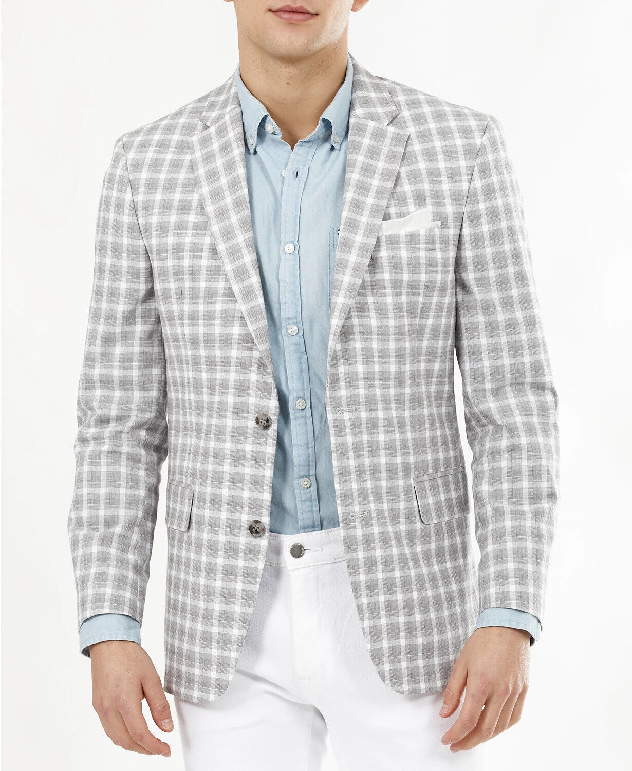 Tommy Hilfiger Men's Modern-Fit Tan & Gray Plaid Blazer 42R Sport Coat