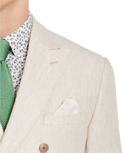 Bar III Men's Slim-Fit Tan Linen Double-Breasted Suit Jacket 42R