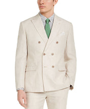 Bar III Men's Slim-Fit Tan Linen Double-Breasted Suit Jacket 42R