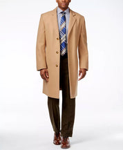 London Fog Mens Signature Wool-Blend Overcoat Coat 42 R Camel Brown