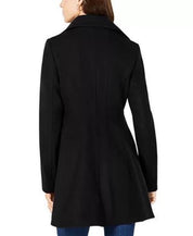 LAUNDRY BY SHELLI SEGAL Women's Double-Breasted Skirted Coat Black XXS Wool