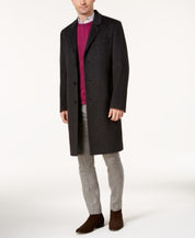 Michael Kors Mens Madison Luxury Italian Modern-Fit Overcoat 36S Charcoal Grey