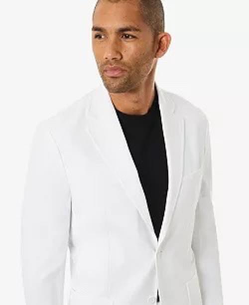 MICHAEL KORS Men's Modern-Fit Stretch Solid Suit Jacket White 44L