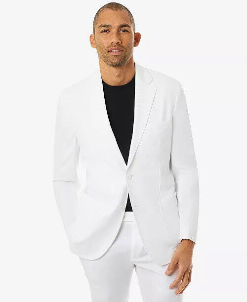 MICHAEL KORS Men's Modern-Fit Stretch Solid Suit Jacket White 44L