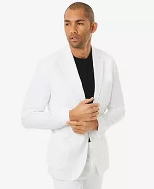 MICHAEL KORS Men's Modern-Fit Stretch Solid Suit Jacket White 44L