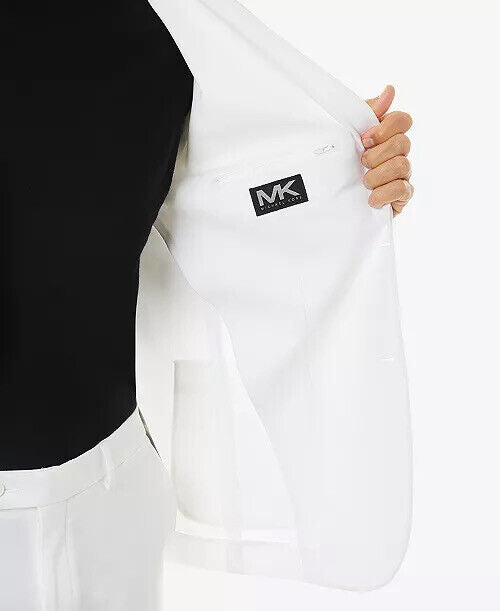 MICHAEL KORS Men's Modern-Fit Stretch Solid Suit Jacket White 44L