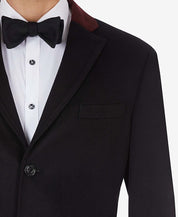 TALLIA Men's Overcoat Coat W/ Contrast Velvet Top Collar Medium Black Red Collar