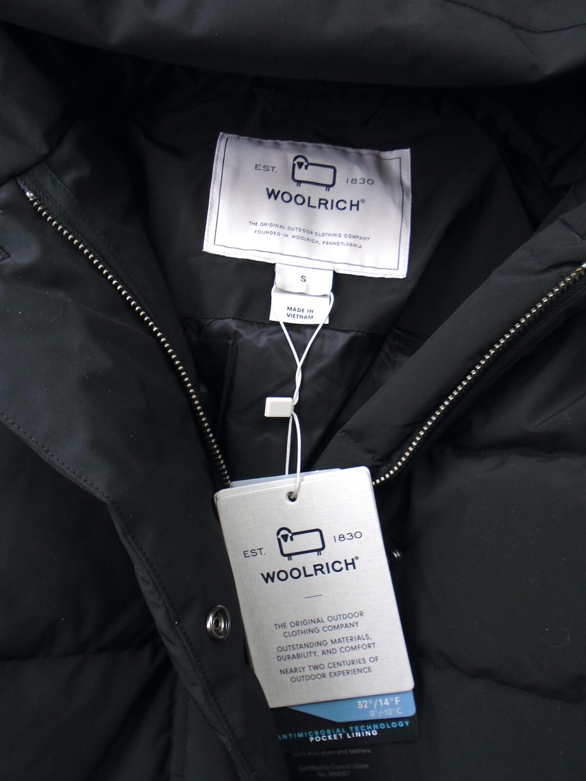 WOOLRICH Womens Puffy Prescott 800 Fill Power Down Coat Small Black