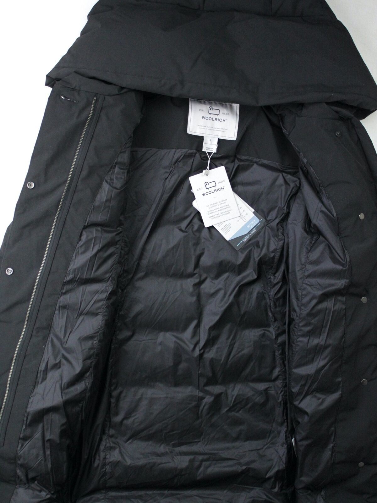 WOOLRICH Womens Puffy Prescott 800 Fill Power Down Coat Small Black