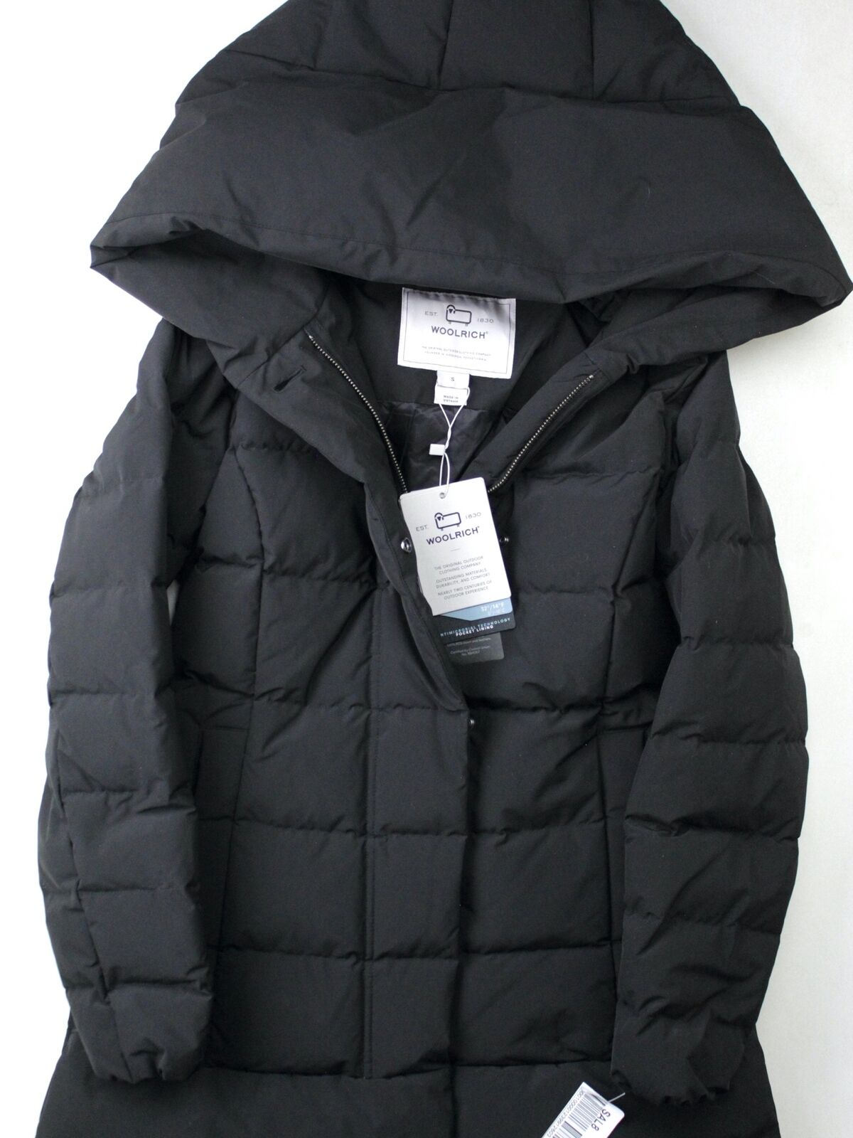 WOOLRICH Womens Puffy Prescott 800 Fill Power Down Coat Small Black