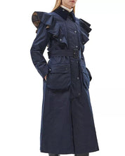 Barbour x Chloé Womens Dany Wax Trench Coat Size US 8 Navy Blue $2650