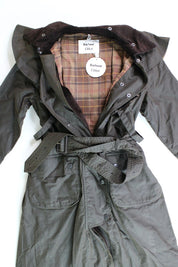 Barbour x Chloé Womens Dany Wax Trench Coat Size US 8 Dark Green Peat $2650