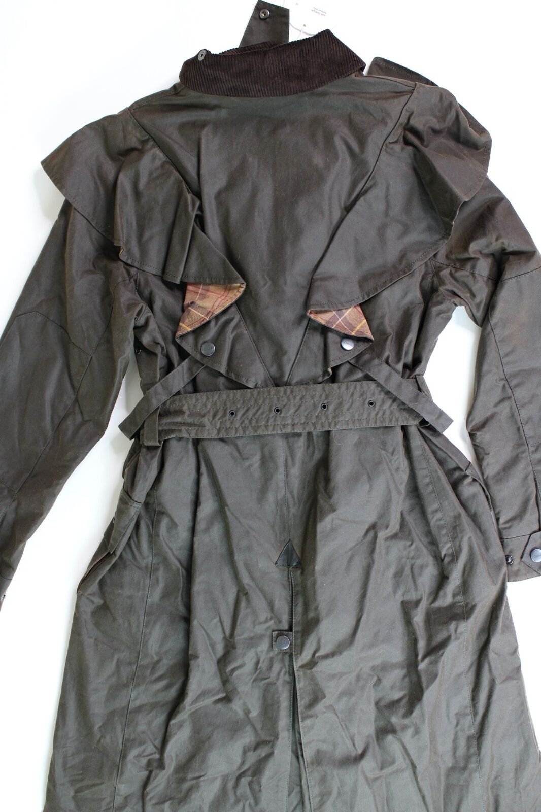 Barbour x Chloé Womens Dany Wax Trench Coat Size US 8 Dark Green Peat $2650