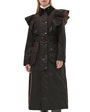 Barbour x Chloé Womens Dany Wax Trench Coat Size US 8 Dark Green Peat $2650