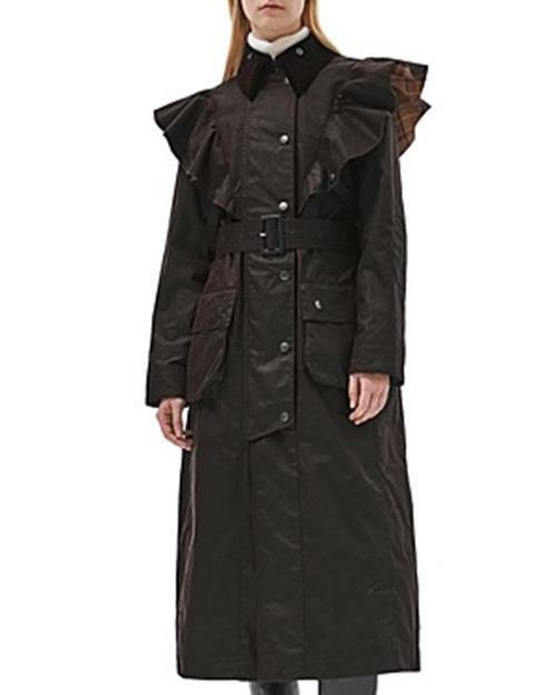 Barbour x Chloé Womens Dany Wax Trench Coat Size US 8 Dark Green Peat $2650
