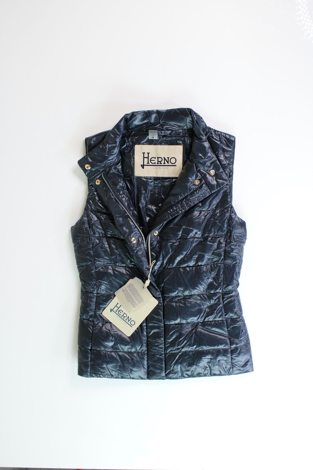 Herno Womens Iconico Down Puffer Vest SIze 38 / US 2 Navy Blue