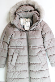Barbour Womens Francesca Faux Fur Trim Hooded Puffer Coat UK 8 US 4 Tan