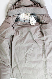 Barbour Womens Francesca Faux Fur Trim Hooded Puffer Coat UK 12 US 8 Tan