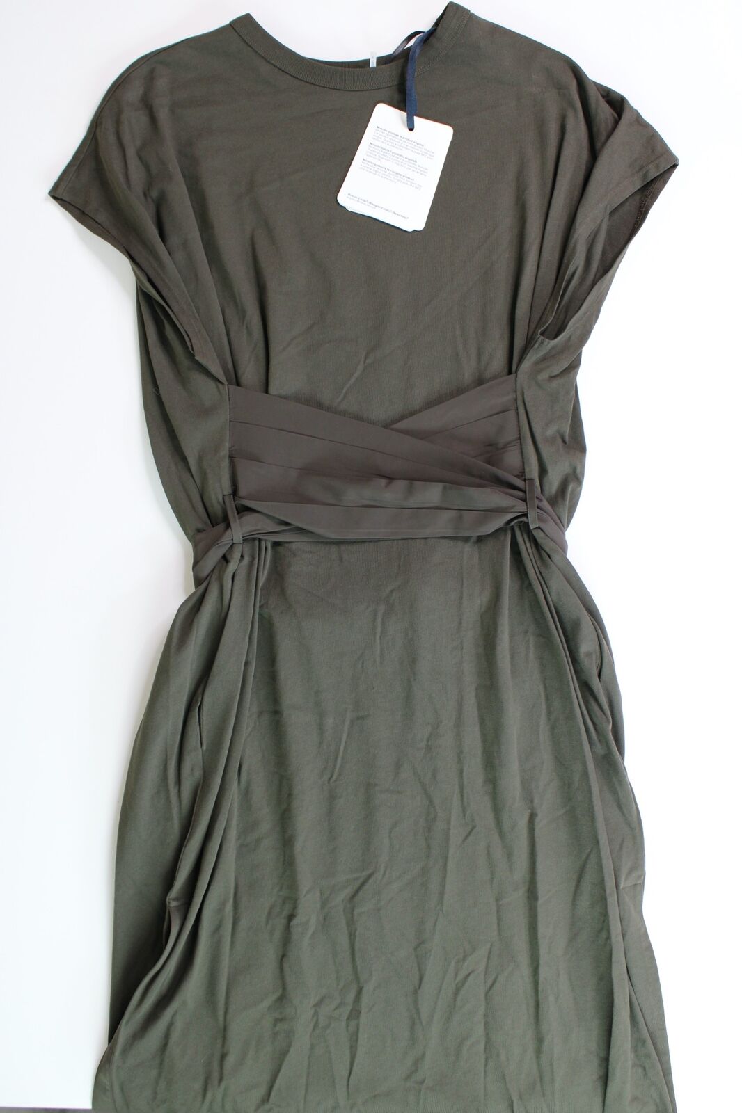 Moncler Womens Belted T Shirt Dress Size XXL Military Green