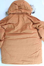 MARMOT Men's Yukon II Down Parka Coat Large Copper Orange Faux Fur Trim