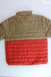 Marmot Men's HIghlander Down Puffer Jacket Large Shetland Tan / Cairo Orange