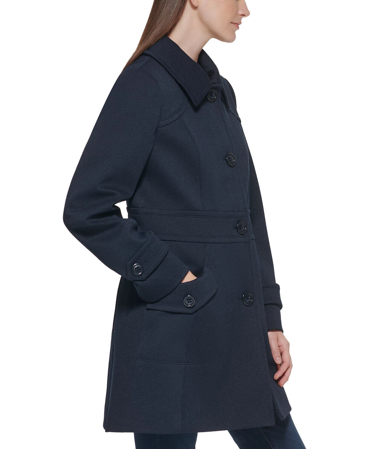 Tommy Hilfiger Women's Plus Single-Breasted Peacoat Coat Blue 2X Navy