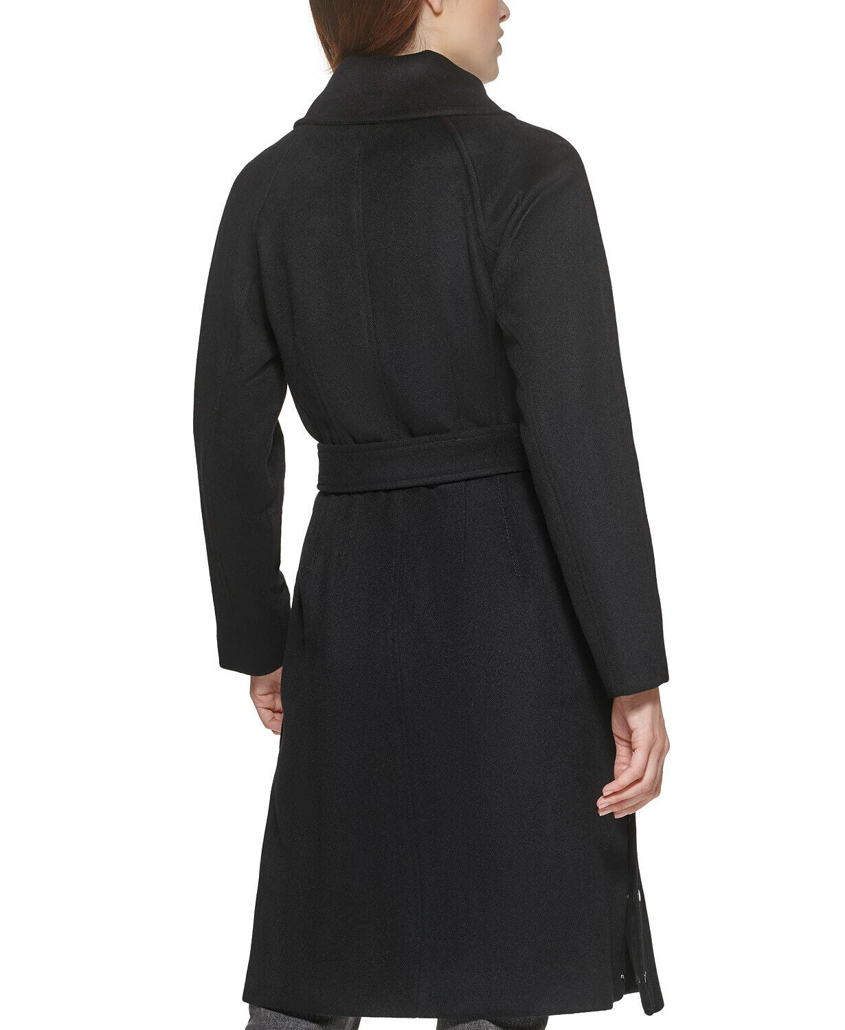 Marc New York Women's Belted Wrap Coat Black Size 8 Wool