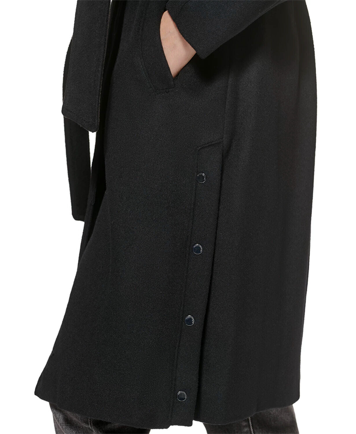 Marc New York Women's Belted Wrap Coat Black Size 8 Wool