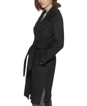 Marc New York Women's Belted Wrap Coat Black Size 8 Wool
