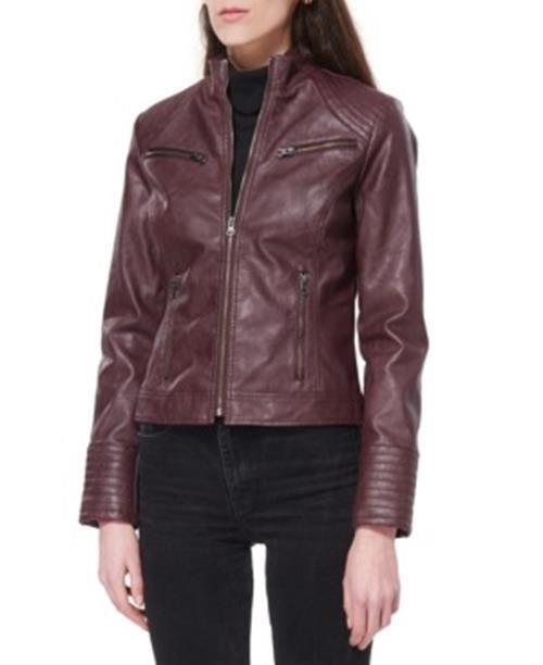 MARALYN & ME Juniors' Girls Faux-Leather Jacket XL Burgundy