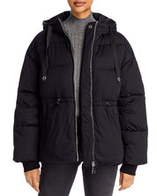 AQUA Womens Hooded Puffer Coat Medium Black