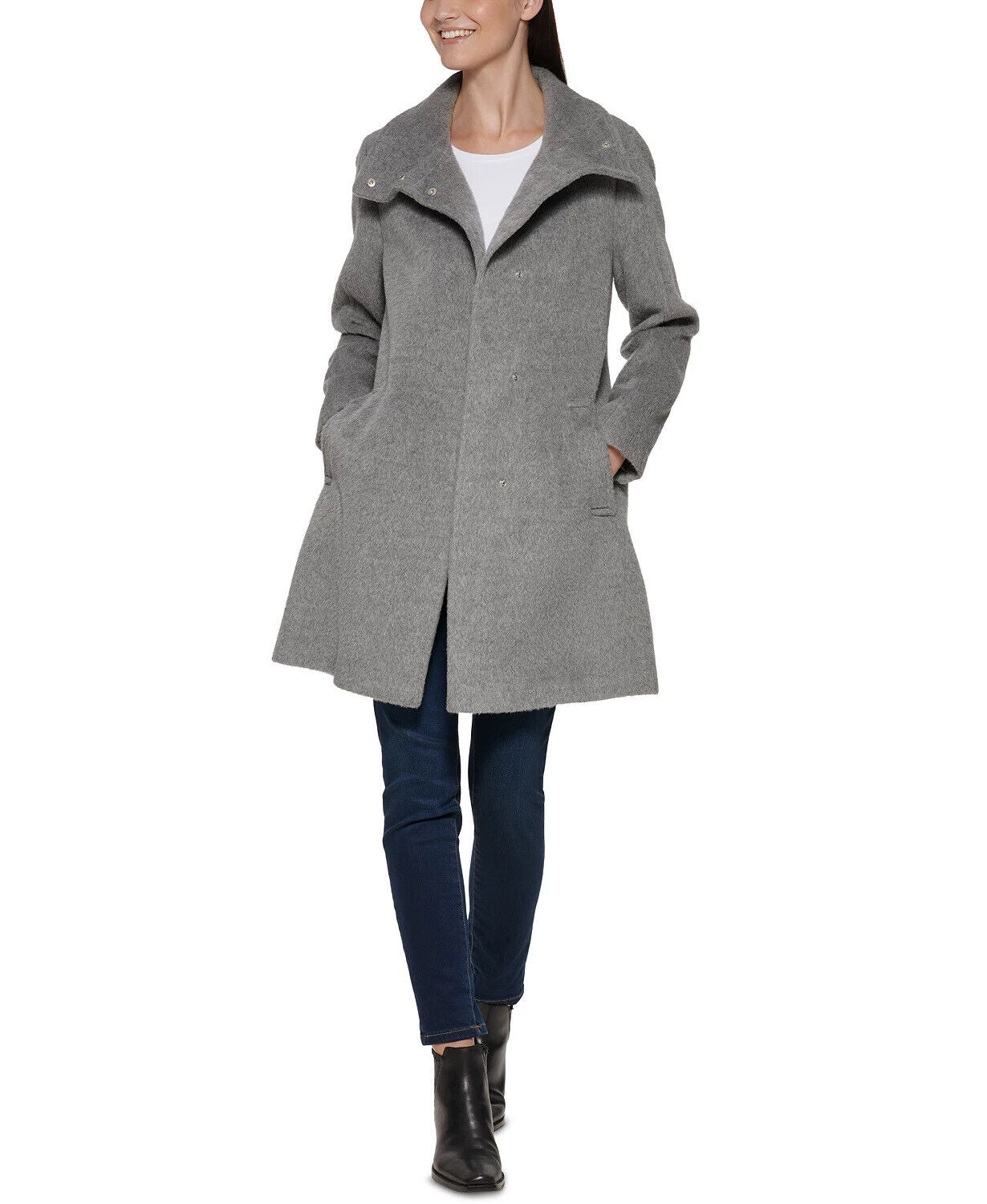Cole Haan Women's Wool Walker Coat Gray 4 Wool