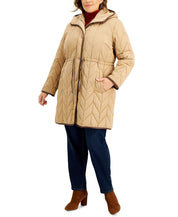 Vince Camuto Women's Plus Size Hooded Quilted Coat 2X Camel Brown