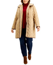 Vince Camuto Women's Plus Size Hooded Quilted Coat 2X Camel Brown