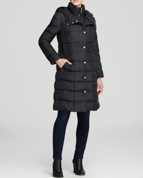 Cole Haan Womens Down Quilted Coat Medium Black