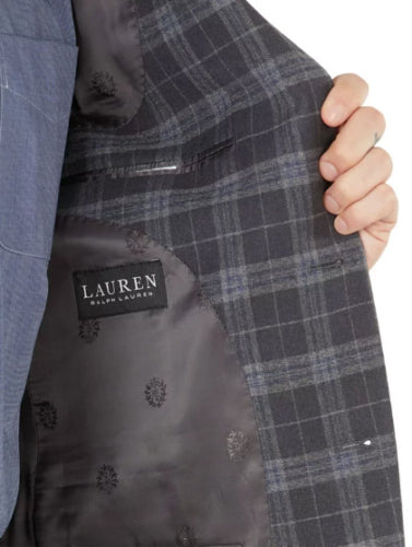 Lauren Ralph Lauren Mens Classic-Fit Windowpane Sport Coat 36R Grey Plaid