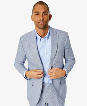 Tommy Hilfiger Men's Modern-Fit Flex Stretch Plaid Linen Suit Jacket 40L Blue