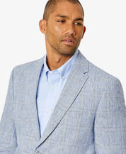 Tommy Hilfiger Men's Modern-Fit Flex Stretch Plaid Linen Suit Jacket 40L Blue