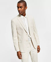 ALFANI Men's Slim-Fit Seersucker Stripe Suit Jacket Tan Cream 38S Sport Coat