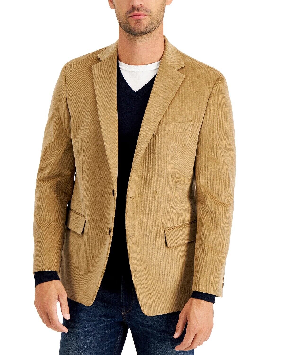 Club Room Men's Corduroy Classic-Fit Sport Coat 40L Camel Brown Blazer